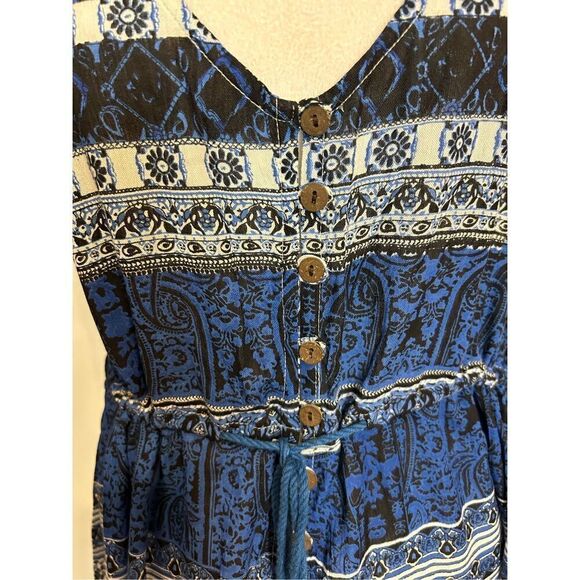 🆕 RAGA Anthropologie Caravan open front‎ dress boho navy blue size M BIN P - Picture 2 of 9